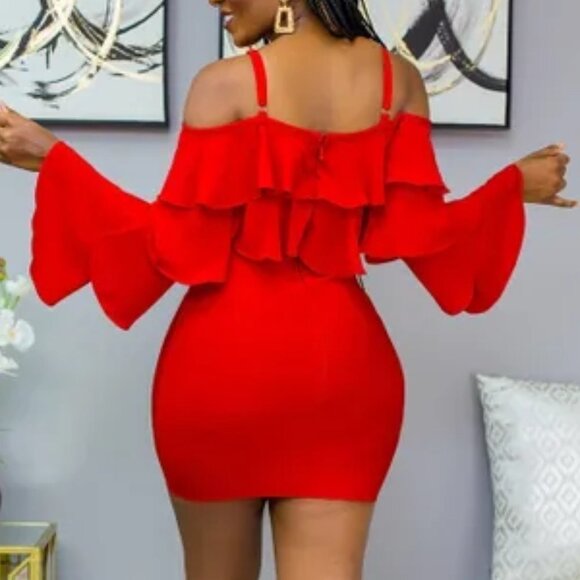 Red Bodycon Bandage Mini Dress - Picture 4 of 5